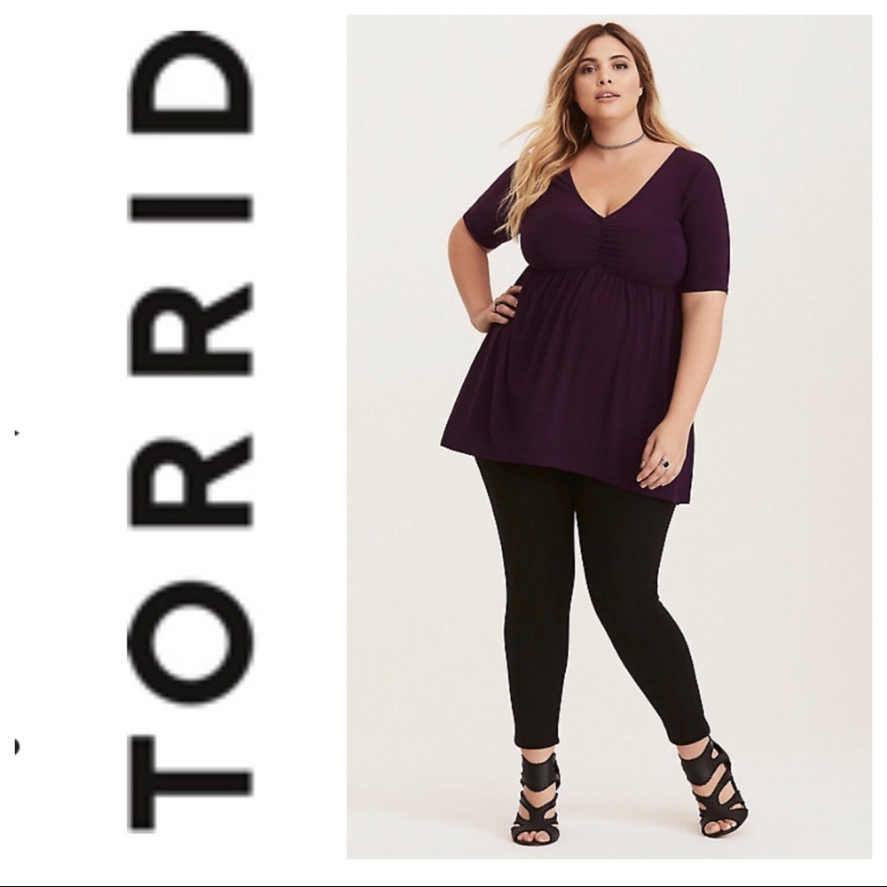 Torrid Plum Ruched Front Babydoll Short Sleeve Top
